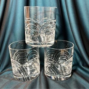 3~MAESTRO by Rogaska Double Old Fashioned Crystal Whiskey Glasses Barware 3 7/8"